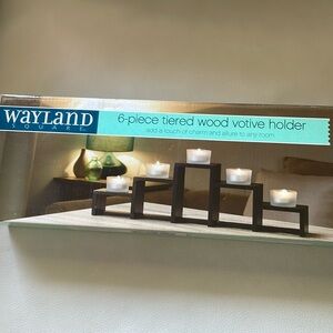Wayland 6 Piece Tiered Wood Votive Holder Candle Holder Home Decor Stand NWT